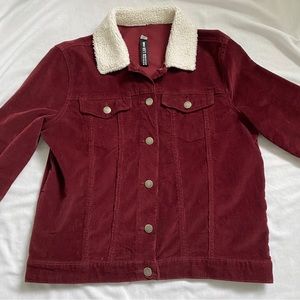 burgundy sherpa collared jacket